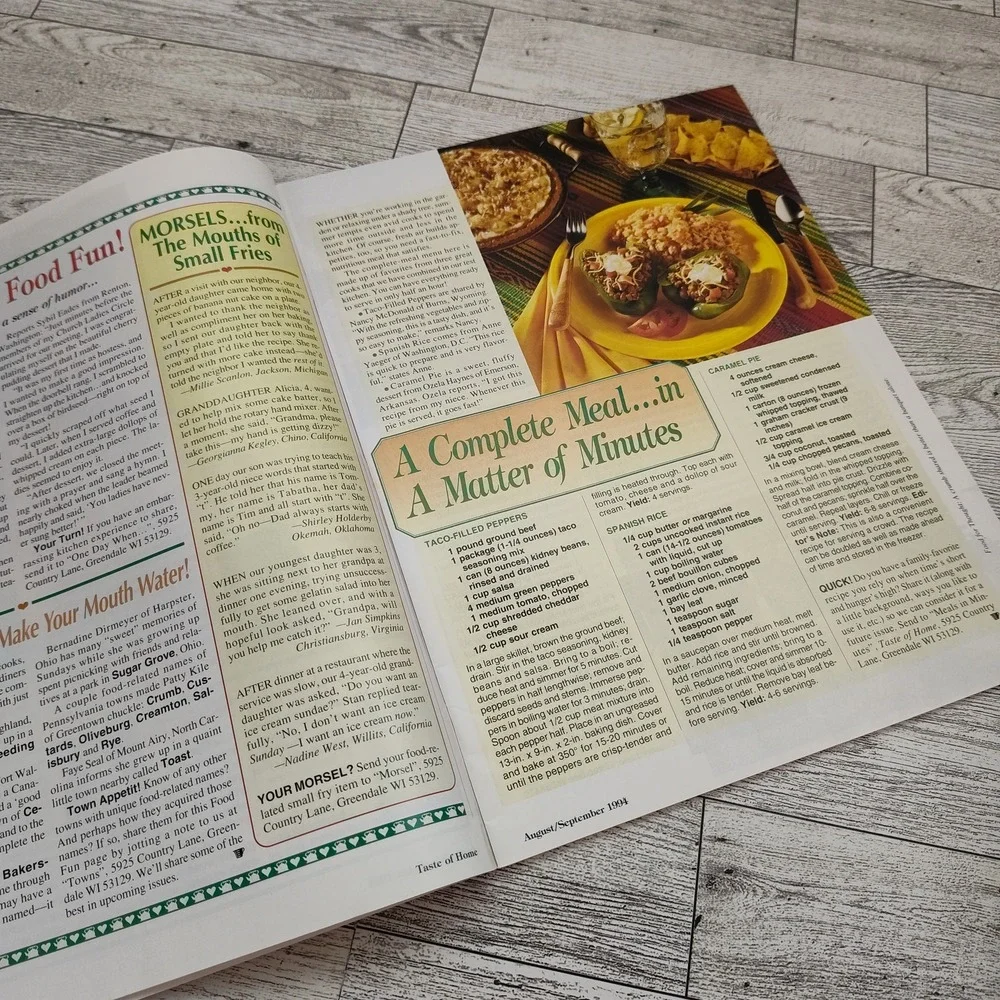 Taste of Home Magazine Aug/Sept 1994 Cooking Magazine Apple Recipes